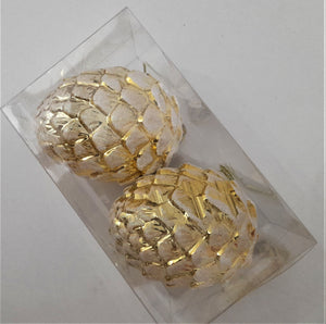 Set Globuri de Craciun Aurii Model Con de Brad pentru Pom