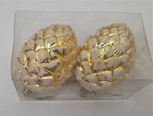 Set Globuri de Craciun Aurii Model Con de Brad pentru Pom