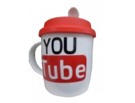 Cana CAN_0002 de apa portelan 320 ml YOUtube cu lingurita